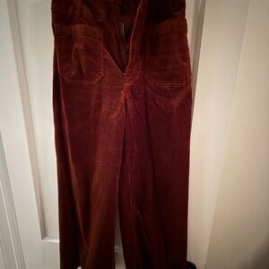 Maeve Colette Women's Wide Leg Corduroy Pants in Deep Rust